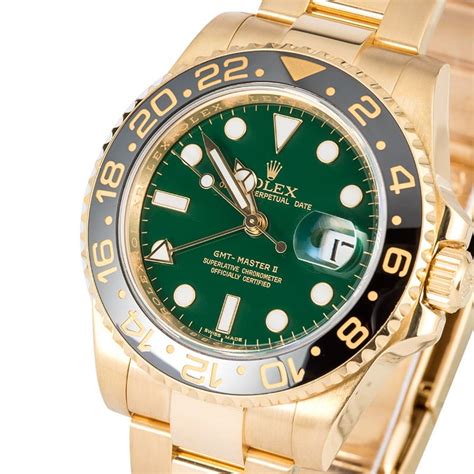 gold rolex gmt green dial|rolex gold with green face.